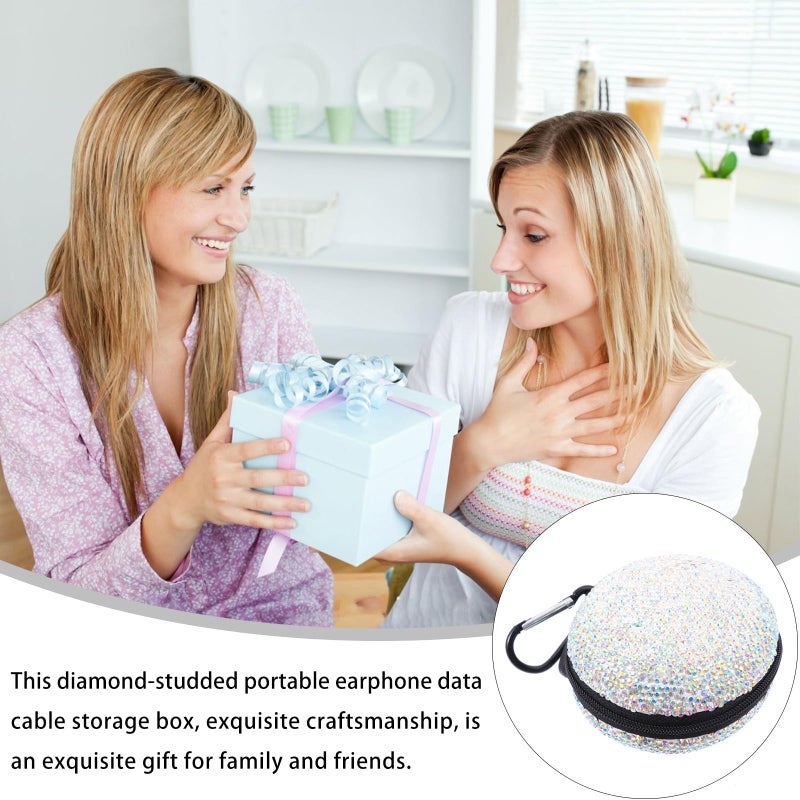 Rhinestone Studded Earbud Case Travel Organizer Compact Cable Storage Bag - Image 4