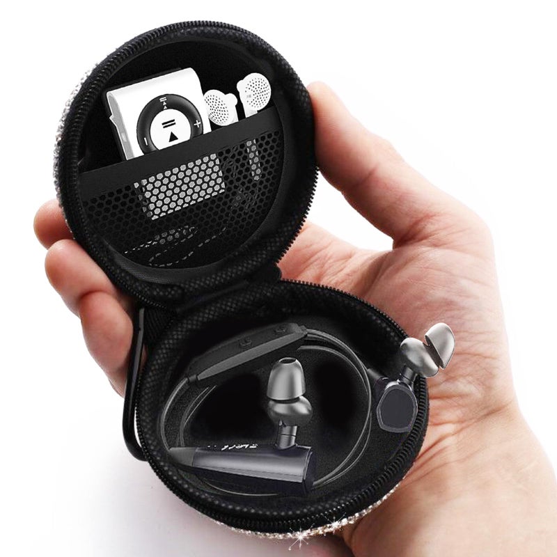 Rhinestone Studded Earbud Case Travel Organizer Compact Cable Storage Bag - Image 5