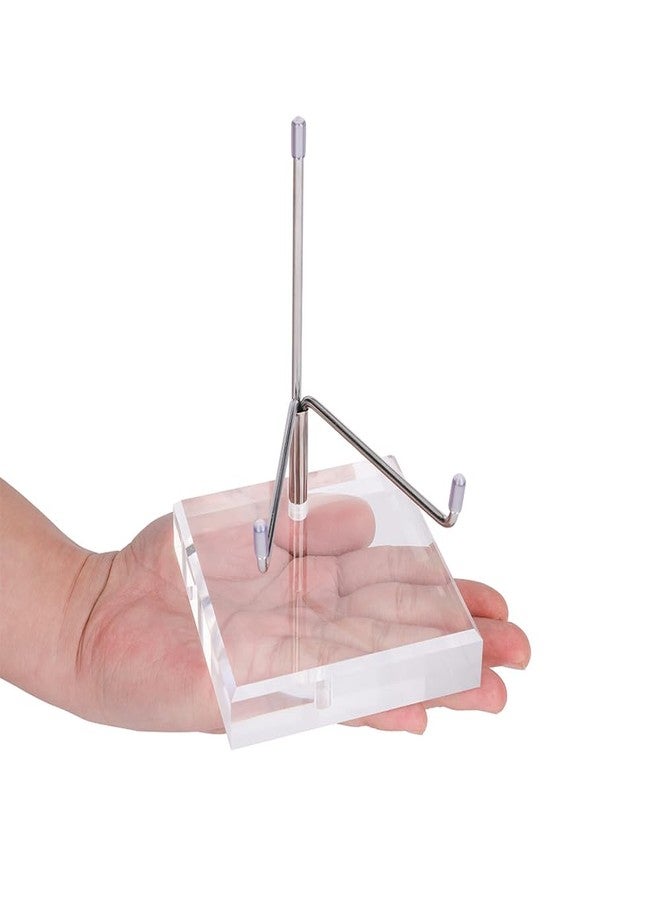 CDFZJC 4 x 4 x 5.5 Inch Large Crystal Holder Acrylic Display Stands with Adjustable Metal Arm Rock Show Solid Riser Clear Block for Showcasing Geodes Mineral Specimens Amethyst Stone Easel Collectibles - Image 2