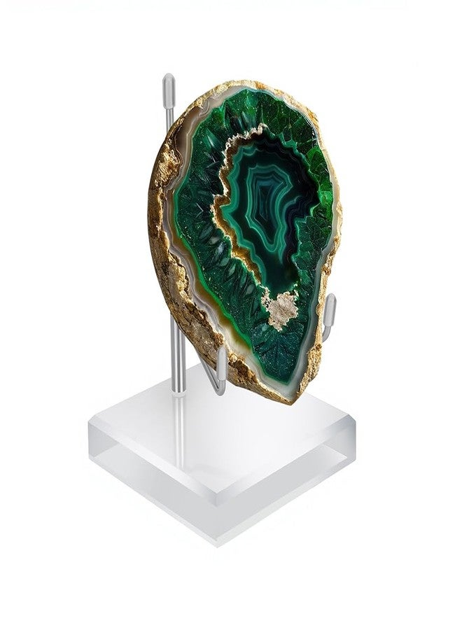CDFZJC 4 x 4 x 5.5 Inch Large Crystal Holder Acrylic Display Stands with Adjustable Metal Arm Rock Show Solid Riser Clear Block for Showcasing Geodes Mineral Specimens Amethyst Stone Easel Collectibles - Image 1