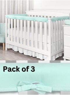 Draxon Padded Baby Crib Rail Cover Protector Surrounding Guardrail Guard Belt, 3 Pieces/Fabric Anti-collision Belt (Purple, 2 short + 1 long)  - Image 4