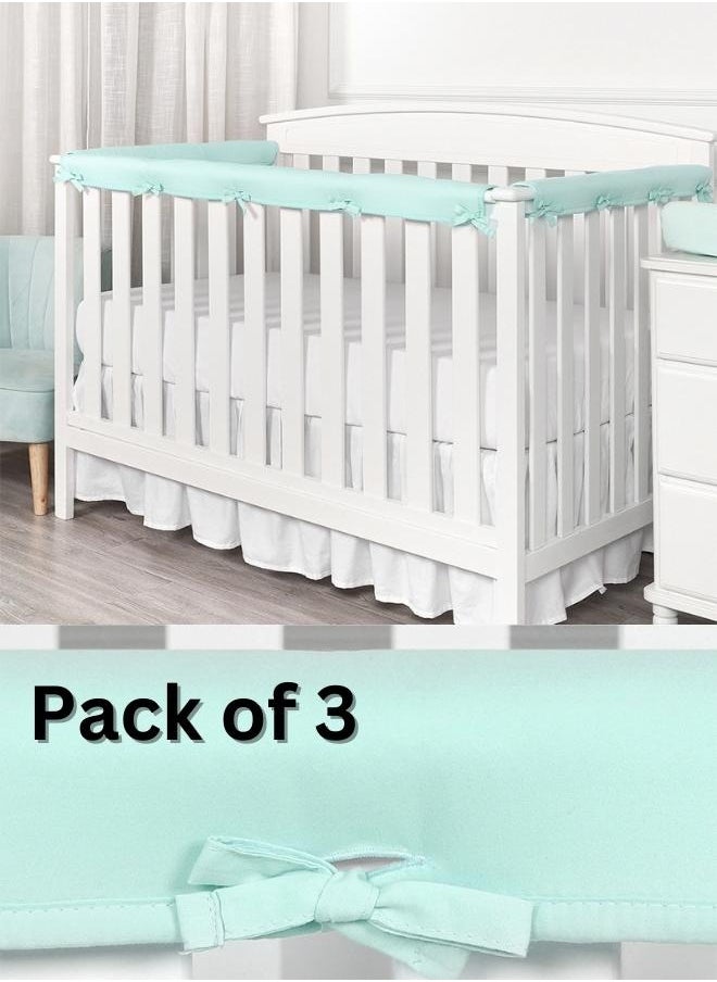 Draxon - Padded Baby Crib Rail Cover Protector Surrounding Guardrail Guard Belt, 3 Pieces/Fabric Anti-collision Belt (Purple, 2 short + 1 long) - Image 1