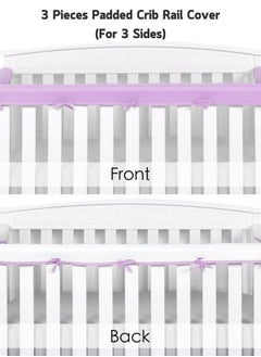 Draxon Padded Baby Crib Rail Cover Protector Surrounding Guardrail Guard Belt, 3 Pieces/Fabric Anti-collision Belt (Purple, 2 short + 1 long)  - Image 3