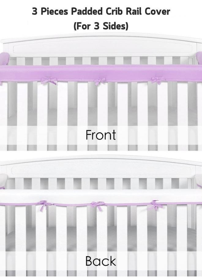 Draxon - Padded Baby Crib Rail Cover Protector Surrounding Guardrail Guard Belt, 3 Pieces/Fabric Anti-collision Belt (Purple, 2 short + 1 long) - Image 1
