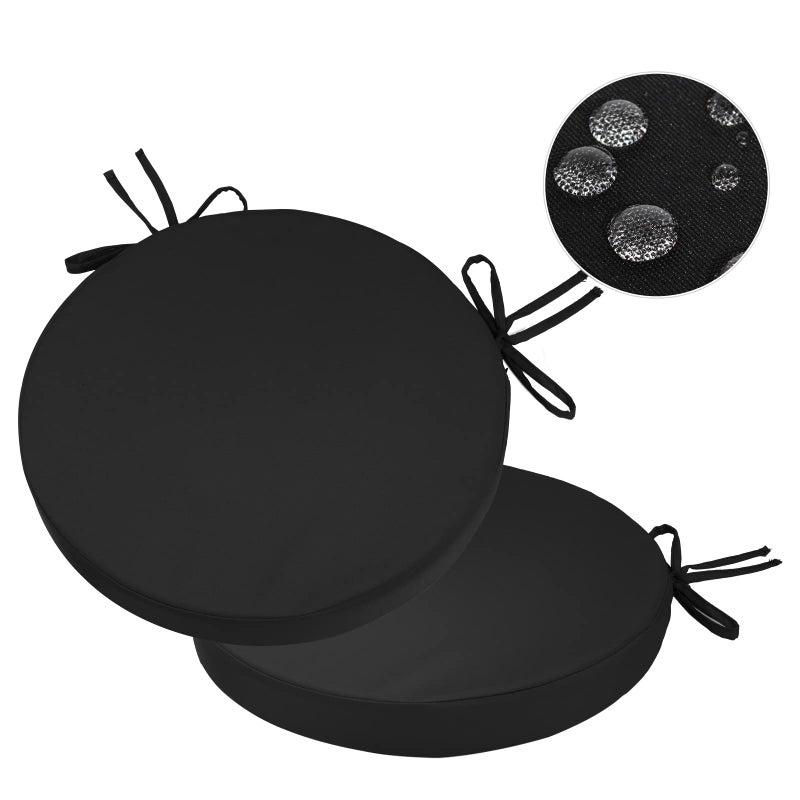 GUEGLSA Tufted Outdoor Bistro Chair Cushion Waterproof Round Seat Cushion 15 inch High UV Resistant Bistro Cushion for Patio Chair Black1 Pcs