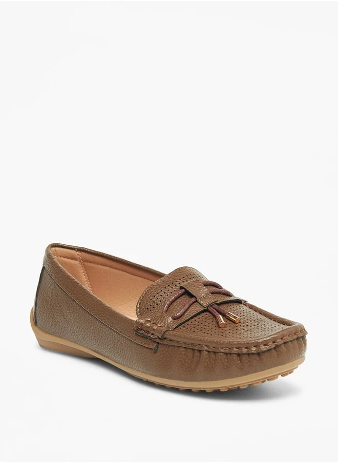 لو كونفورت Textured Slip-On Loafers with Tassel Detail