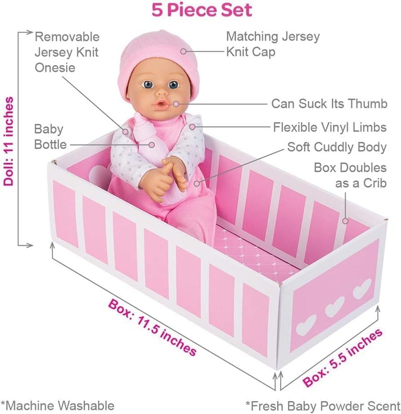 Adora   Exclusive Sweet Babies Collection  11  Soft And Cuddly Girl Baby Doll | Machine Washable  Birthday Gift For Ages 1+ - Baby Blossom  Pink/White - Image 4