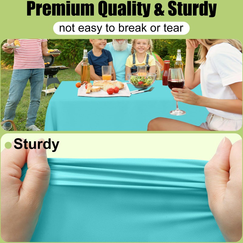 Smiry Disposable Table Cloth - 6 Pack, 54 x 108 Inch Waterproof Rectangle Tablecloths for Parties, Decorative Plastic Table Cover, Leakproof & Sturdy, Teal - Image 2