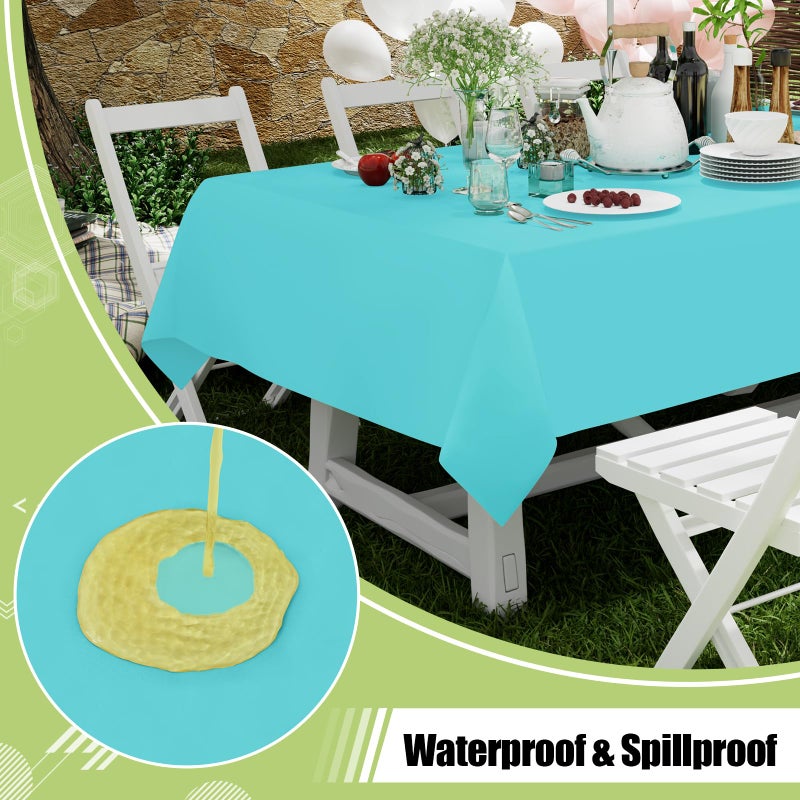 Smiry Disposable Table Cloth - 6 Pack, 54 x 108 Inch Waterproof Rectangle Tablecloths for Parties, Decorative Plastic Table Cover, Leakproof & Sturdy, Teal - Image 3
