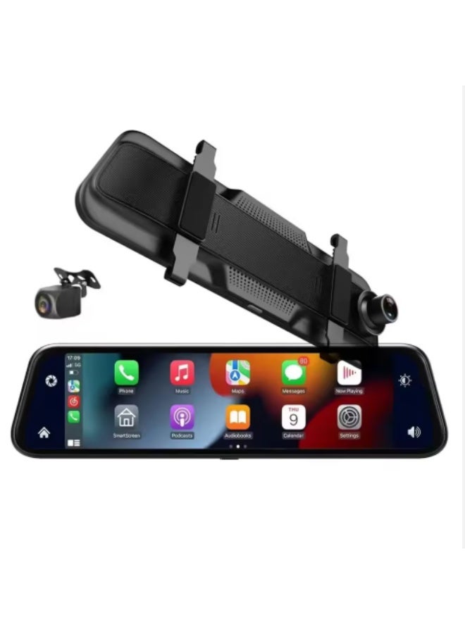 AXIOM 9.66 Inch Smart Rear View Mirror Dash Cam 4K Full HD | Starlight Night Vision | Apple CarPlay & Android Auto | Dual Camera Driving Recorder | Touch Screen Car DVR with Loop Recording - Image 3