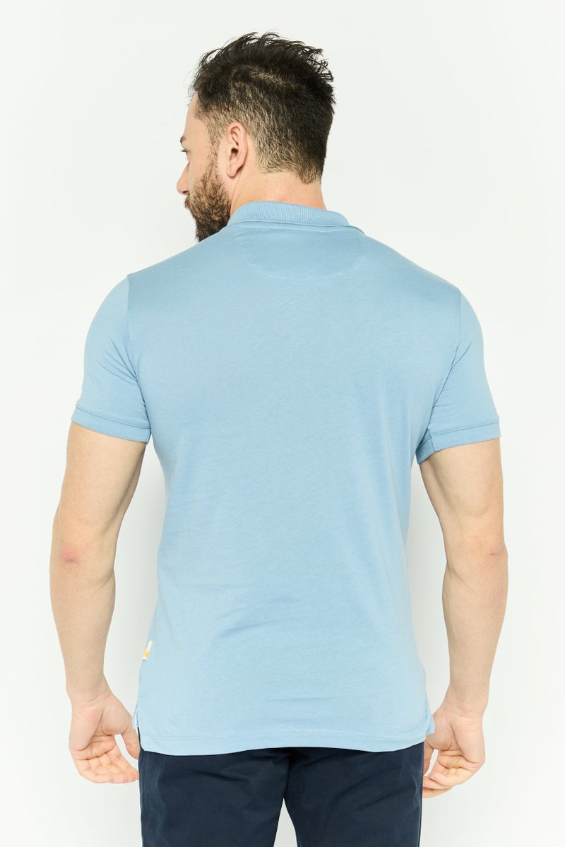 Gazzarrini Men Regular Fit Graphic Short Sleeve Polo Shirt, Light Blue - Image 4