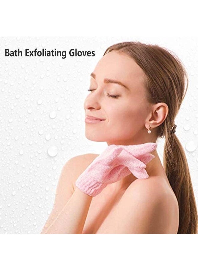 Gonice 2 Pieces Exfoliating Gloves Body Scrub Bath Gloves, Double Sided Exfoliating Gloves for Body clean, Skin Shower Scrubber (Pink)  - Image 2