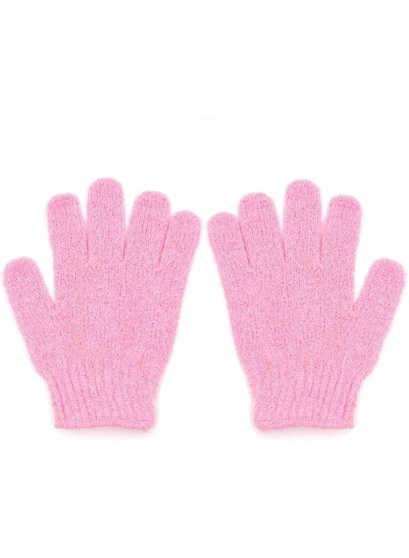 Gonice 2 Pieces Exfoliating Gloves Body Scrub Bath Gloves, Double Sided Exfoliating Gloves for Body clean, Skin Shower Scrubber (Pink)  - Image 1