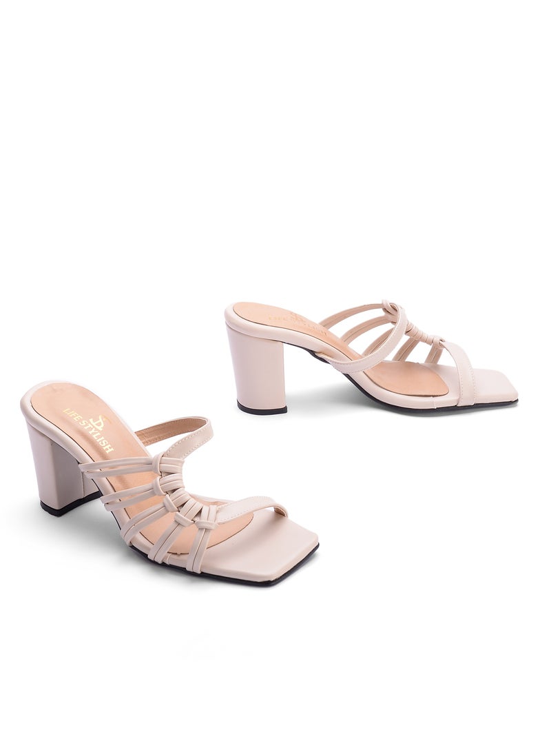 LIFESTYLISH Slipper Heel Leather Elegant X-9 - Beige  - Image 1