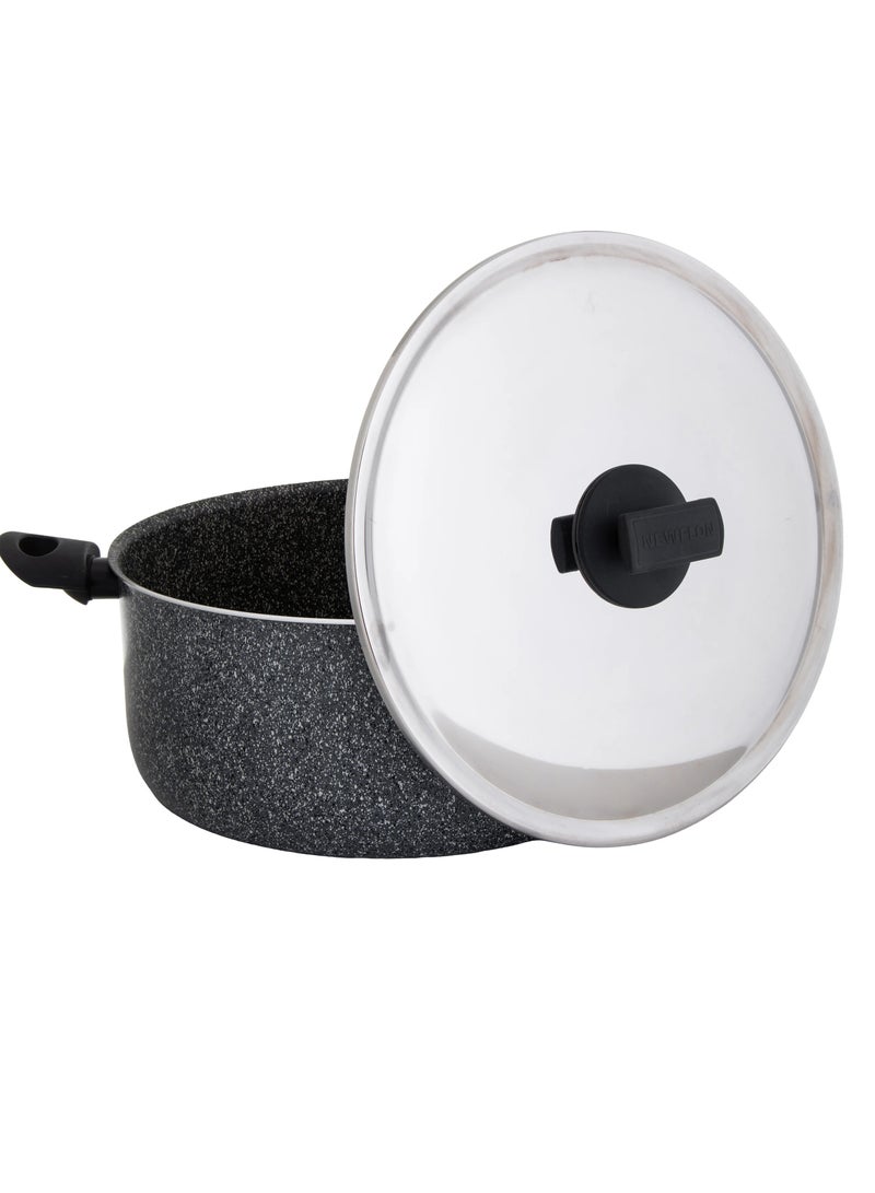 نيوفلون قدر طهي جرانيت نيوفلون غطاء ستيل مقاس 22 سم - Image 3