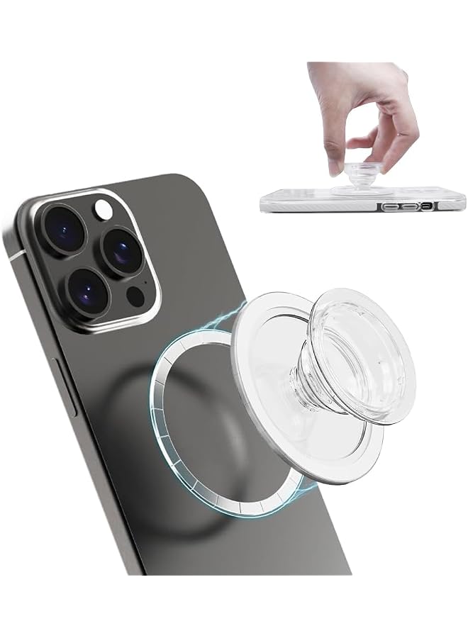 S-TOP Phone Ring Holder Grip for MagSafe, Collapsible Mobile Phone Stand, Magnetic Finger Grip Holder for Smartphones & Tablets, Wall Mounting Compatible, for iPhone 16/15/14/13/12 Series - Image 1