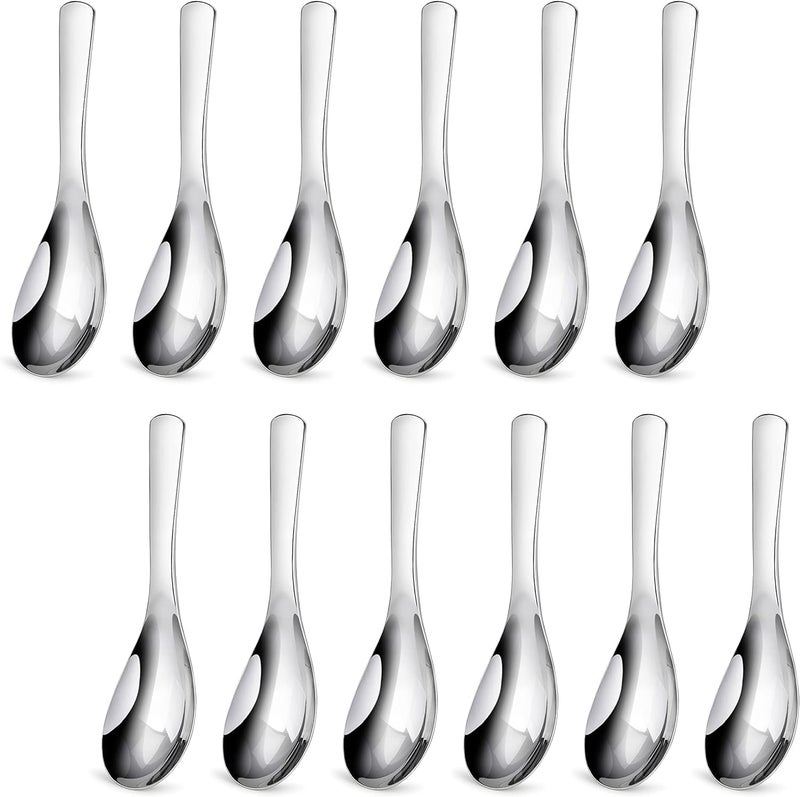 Amzgear Soup Spoons Set of 12 | Soup Spoon Stainless Steel | Chinese Soup Spoon | Asian Soup Spoons, Ramen Spoons for Soup Cereals, Steel Soup Spoon Set for Home and Kitchen, Tableware Dining,12 pcs - Image 2