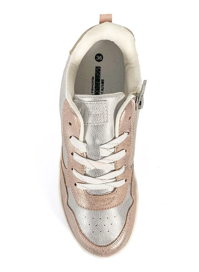 Cuple  Women's stylish Metallic Lace-up Sneakers for Women | Best Price UAE