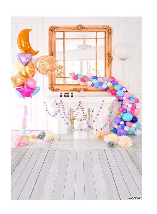 NIBEMINENT Birthday Party Photography Background 2.1 x 1.5meter Multicolour - Image 1