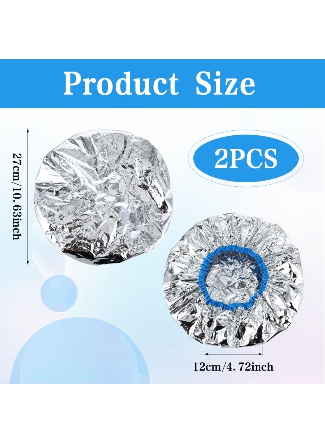 2 PCS Heat Cap For Deep Conditioning Hair Cap For Oil Treatment Double Layer Aluminum Foil Heat Cap Reusable Steam Cap Processing Caps Shower Cap For Long Thick Hair Dyeing Home Salon - Image 2
