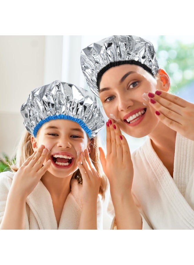 2 PCS Heat Cap For Deep Conditioning Hair Cap For Oil Treatment Double Layer Aluminum Foil Heat Cap Reusable Steam Cap Processing Caps Shower Cap For Long Thick Hair Dyeing Home Salon - Image 4