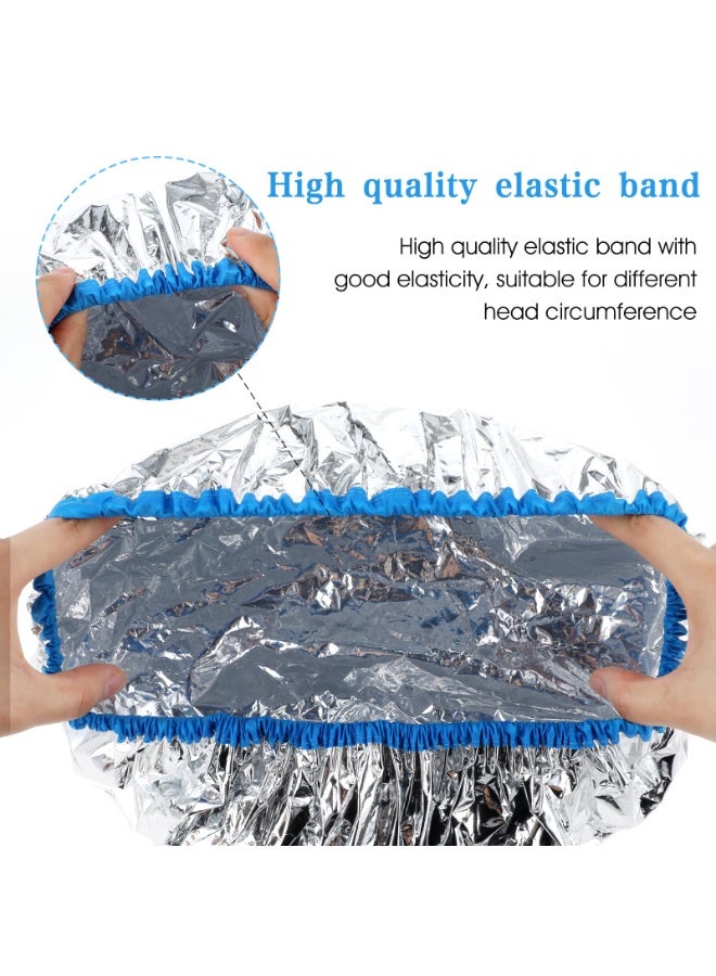 2 PCS Heat Cap For Deep Conditioning Hair Cap For Oil Treatment Double Layer Aluminum Foil Heat Cap Reusable Steam Cap Processing Caps Shower Cap For Long Thick Hair Dyeing Home Salon - Image 3