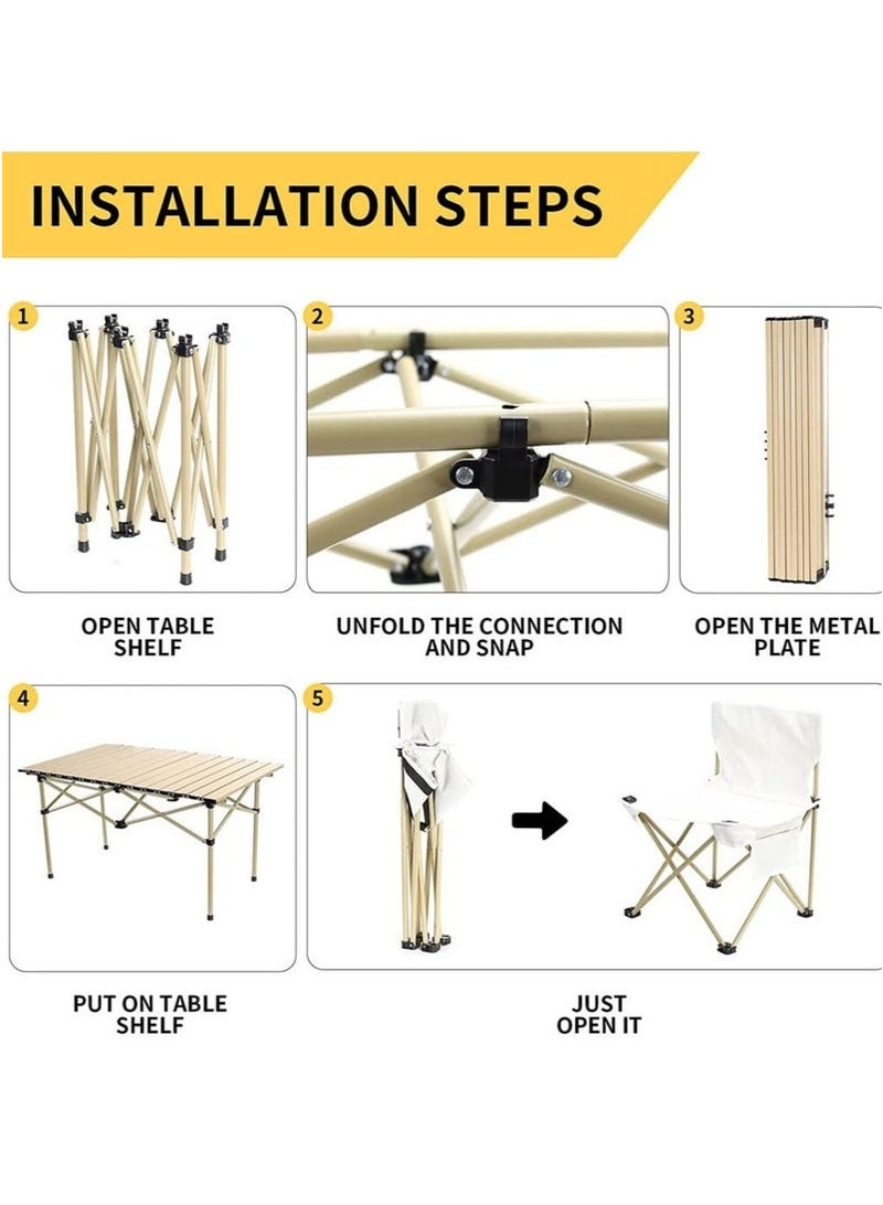 Mereza Camping Furniture Set,Foldable Camping Tables and Chairs, Portable Family Outing Camping Picnic Table And Chair Set,Multifunctional Foldable Travel Table and Chairs Set Camping Table For Outdoor BBQ,Cooking,Party, Beach - Image 3