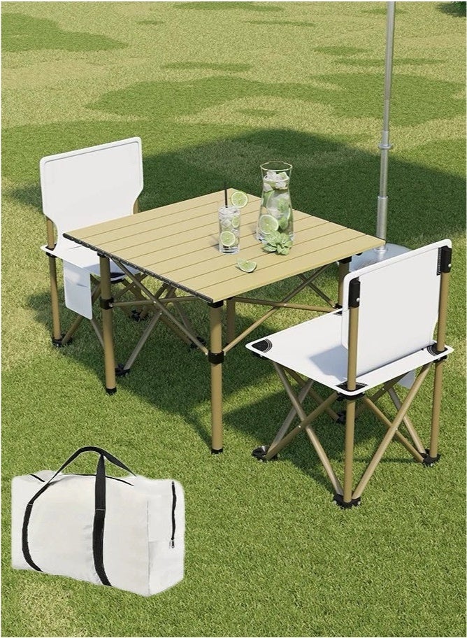 Mereza Camping Furniture Set,Foldable Camping Tables and Chairs, Portable Family Outing Camping Picnic Table And Chair Set,Multifunctional Foldable Travel Table and Chairs Set Camping Table For Outdoor BBQ,Cooking,Party, Beach - Image 1