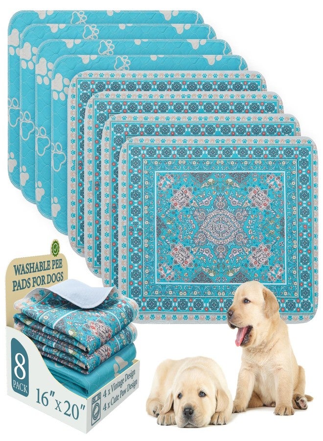 Homimp Washable Pee Pads for Dogs, 8 Pack Reusable Puppy Pads Waterproof, Absorbent and Leakproof Dog Pee Pads, Non Slip Puppy Training Pads, Pet Mat for Floor, Crate, Couch, Whelping,Blue, 16"x20" - Image 1