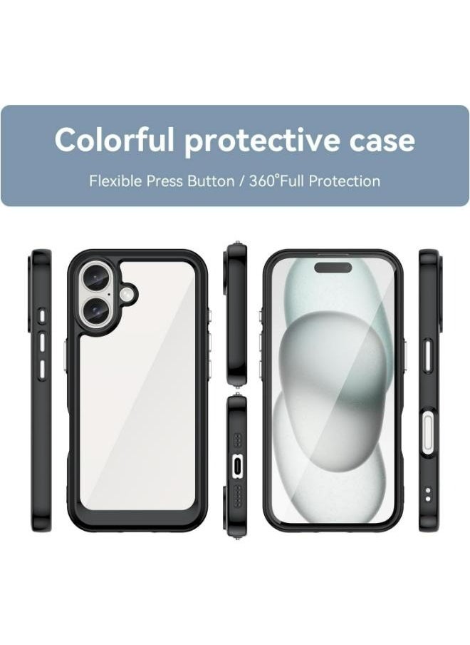 Generic - Case for iPhone 16 Plus 6.7-Inch, Shockproof Phone Bumper Cover, Solid Color Matte TPU Frame, Anti-Scratch Clear Back (Black) - Image 1