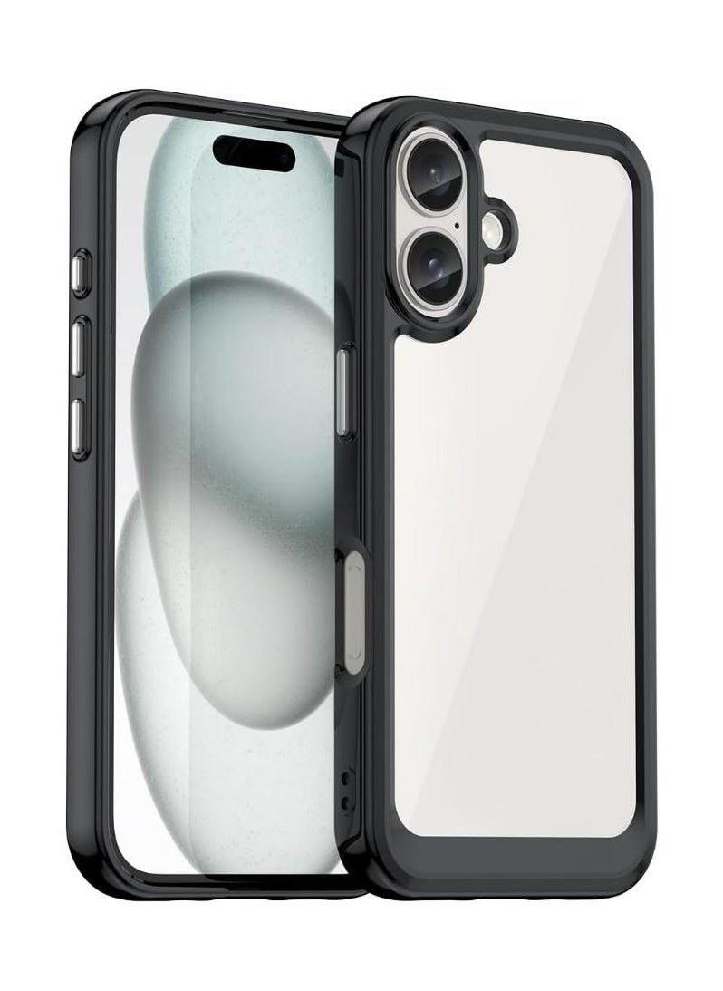 Generic - Case for iPhone 16 Plus 6.7-Inch, Shockproof Phone Bumper Cover, Solid Color Matte TPU Frame, Anti-Scratch Clear Back (Black) - Image 1