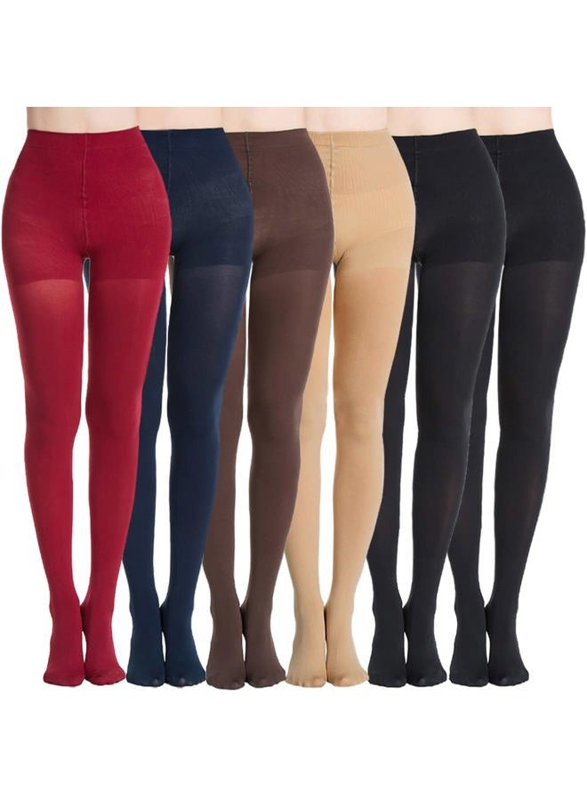 MANZI Women's 2-6 Pairs Opaque Control Top Tights Comfort Stretch 70 Denier Pantyhose, Black 2,nude 1,navy 1,red 1,coffee 1, XL - Image 1