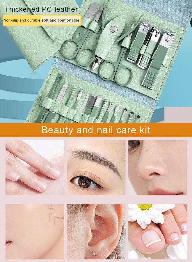 Super ZYouth 16 Piece Professional Pedicure and Nail Clipper Manicure Tool Set for Face Hand and Foot Care Green - Image 3