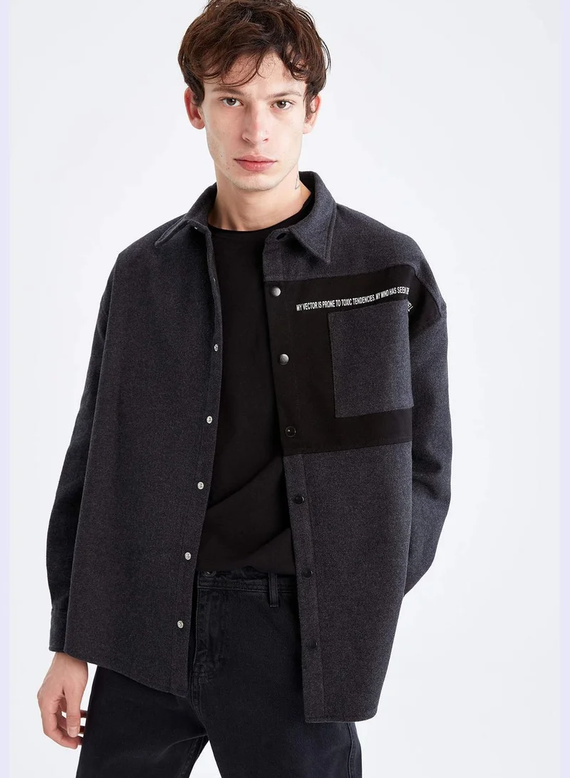 DeFacto Oversized Fit Long Sleeve Buttoned Shirt