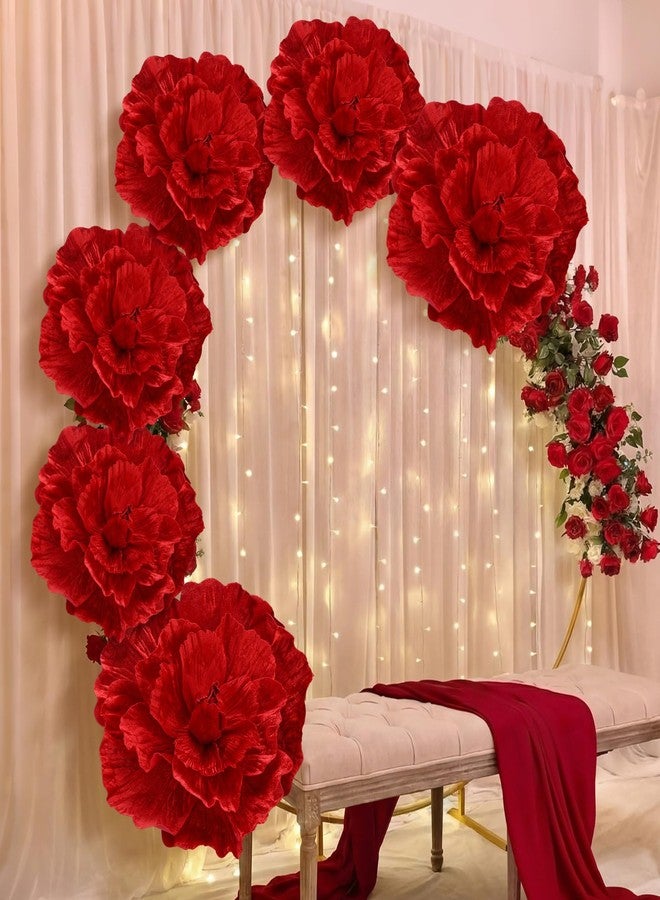 Giegxin 6 Pcs Giant Flowers for Decoration 12, 20 Inch Large Artificial Red Velvet Rose Petals Giant Flowers Mexican Birthday Decoration for Wedding Arch Anniversary Home Party Decor - Image 1