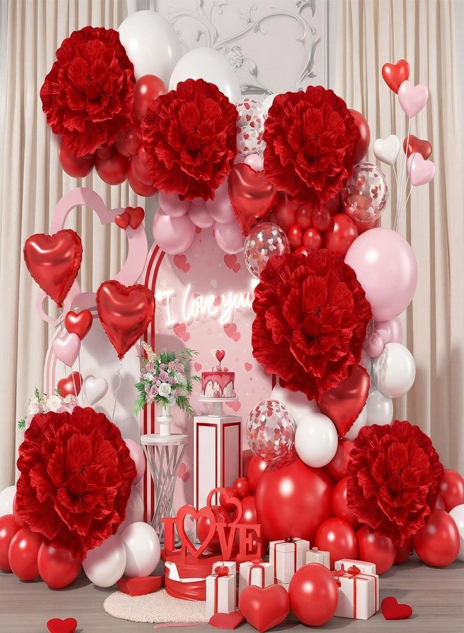 Giegxin 6 Pcs Giant Flowers for Decoration 12, 20 Inch Large Artificial Red Velvet Rose Petals Giant Flowers Mexican Birthday Decoration for Wedding Arch Anniversary Home Party Decor - Image 3