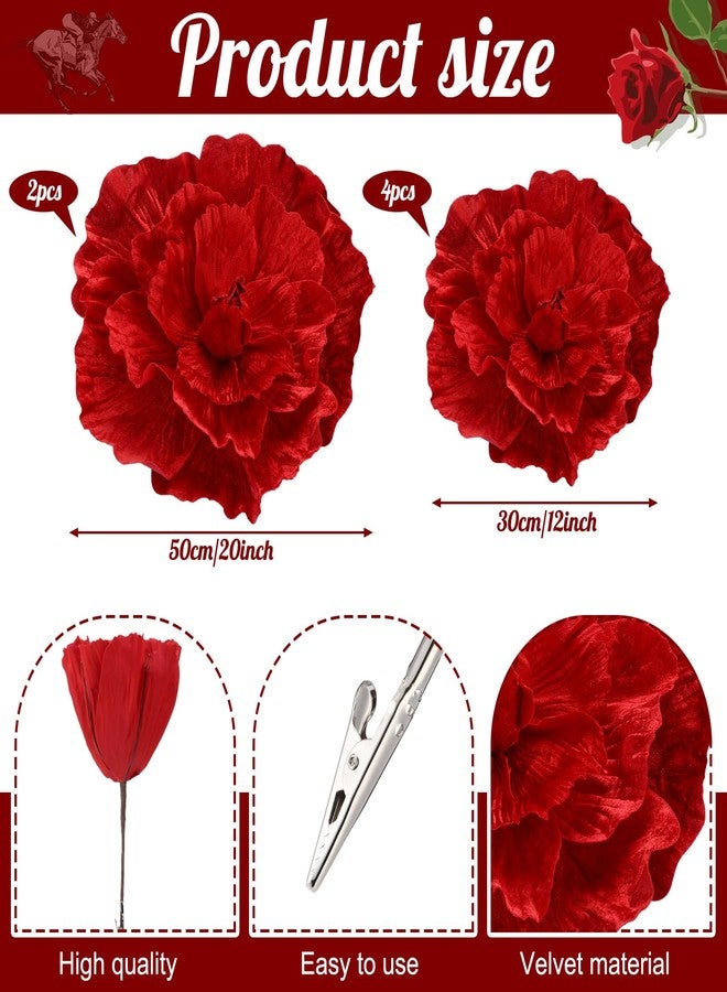 Giegxin 6 Pcs Giant Flowers for Decoration 12, 20 Inch Large Artificial Red Velvet Rose Petals Giant Flowers Mexican Birthday Decoration for Wedding Arch Anniversary Home Party Decor - Image 2