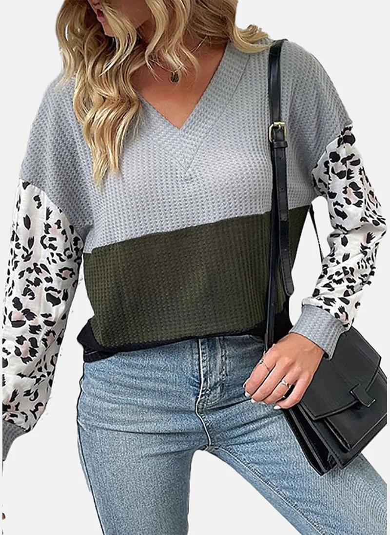يونيكي Colourblocked Animal Printed Top