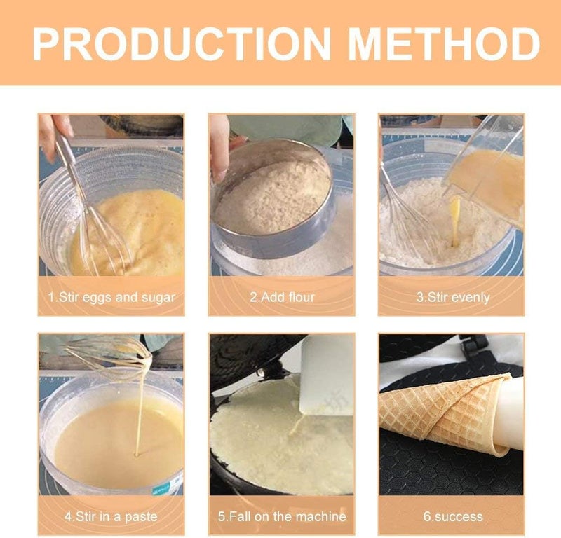 klarako Waffle Cone Maker Ice Cream Cone Maker Machine Nonstick Egg Roll Mold Pan for Homemade DIY Baking - Image 4