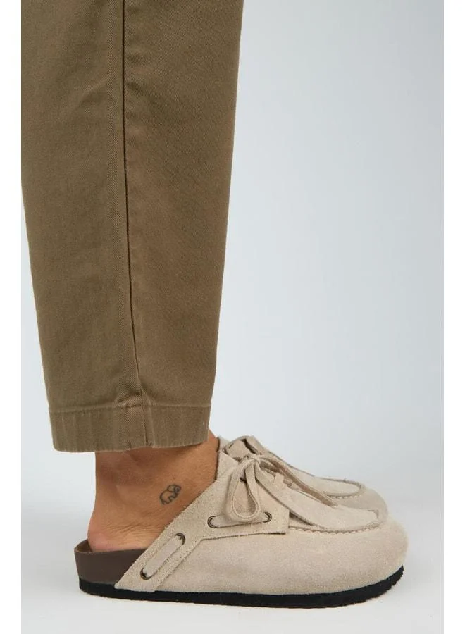 Manijero  Karis Women's Genuine Leather Lace-up Sabo Beige Slipper. for Women | Best Price UAE