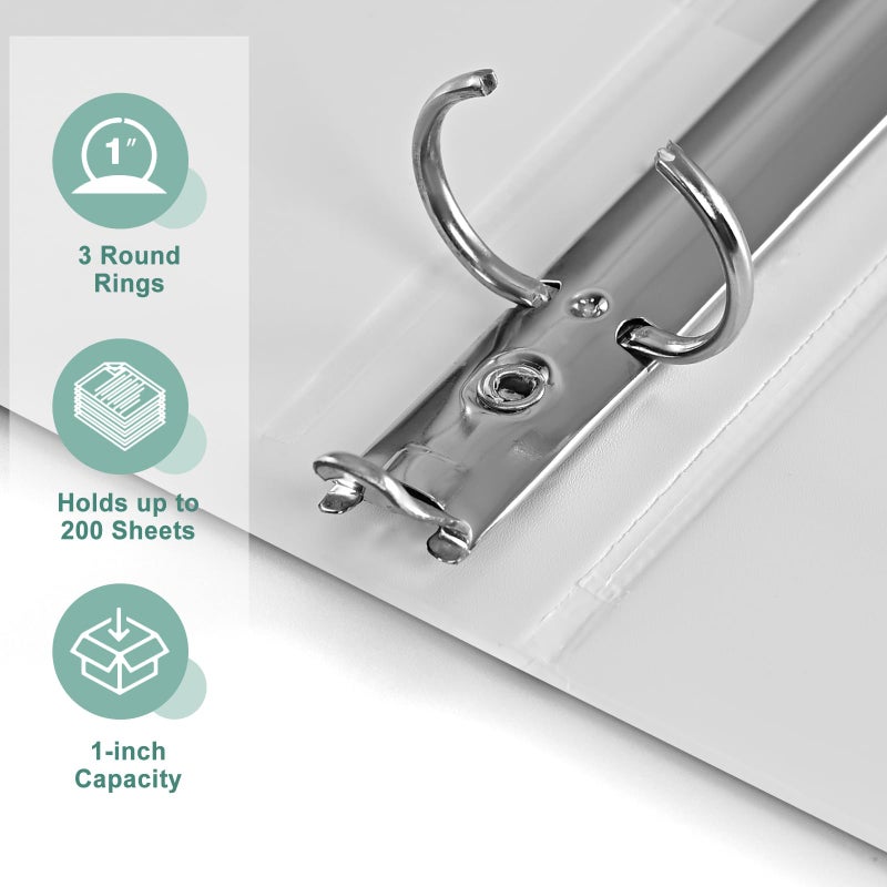 SUIN 1-Inch 3-Ring-Binder, Customizable Clear View Cover, for US Letter Size 8-1/2 x 11'', Perfect for Office/School (White - 12 Packs) - Image 3