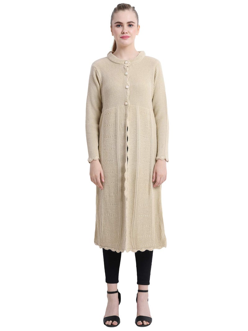 Matelco Women's Wool Round Neck Cardigan (A-30-AD0048001BG-XL_Beige_X-Large) - Image 1