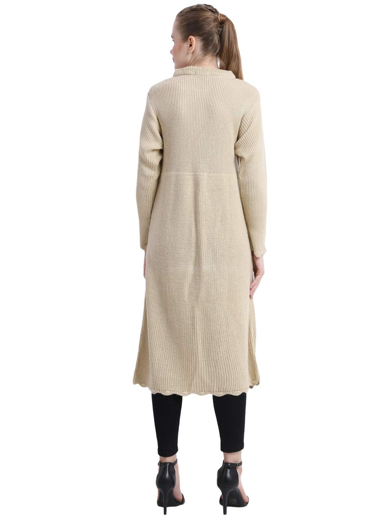Matelco Women's Wool Round Neck Cardigan (A-30-AD0048001BG-XL_Beige_X-Large) - Image 4