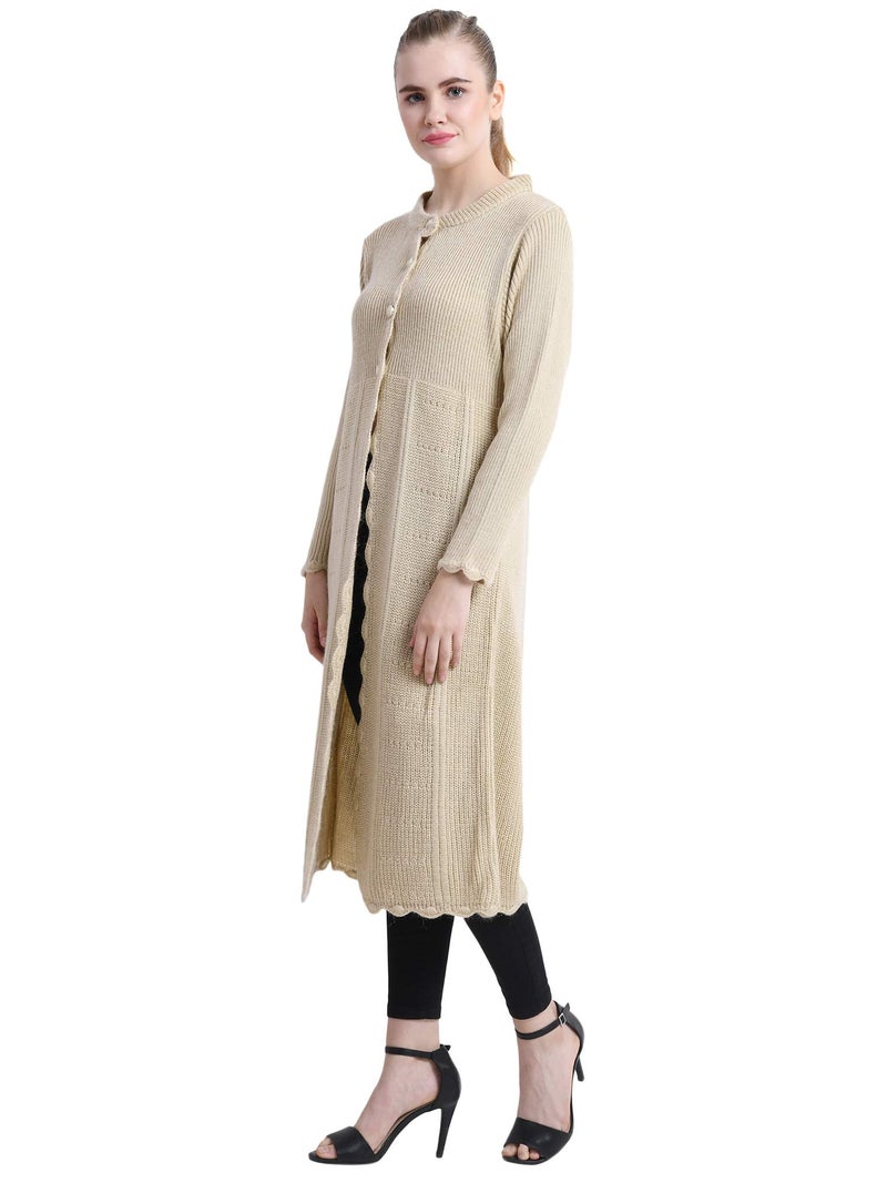 Matelco Women's Wool Round Neck Cardigan (A-30-AD0048001BG-XL_Beige_X-Large) - Image 2