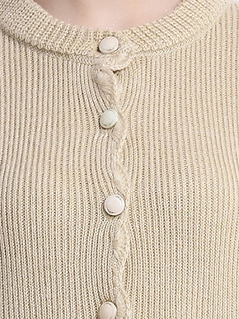 Matelco Women's Wool Round Neck Cardigan (A-30-AD0048001BG-XL_Beige_X-Large) - Image 5