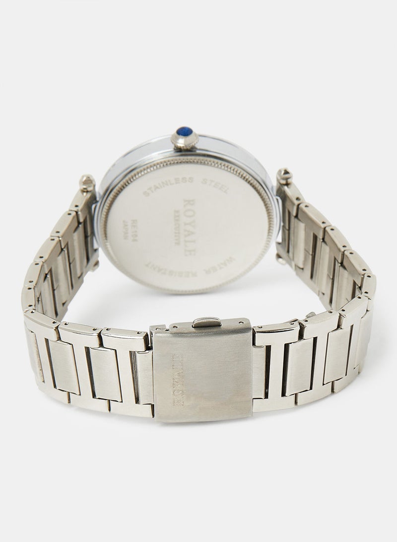 Royale Mega Round Shape Analog Wrist Watch RE104 H - 40mm - Silver - Image 2