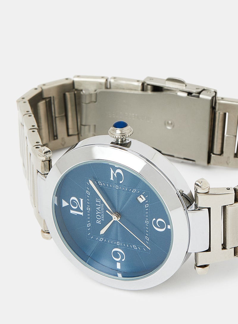 Royale Mega Round Shape Analog Wrist Watch RE104 H - 40mm - Silver - Image 3