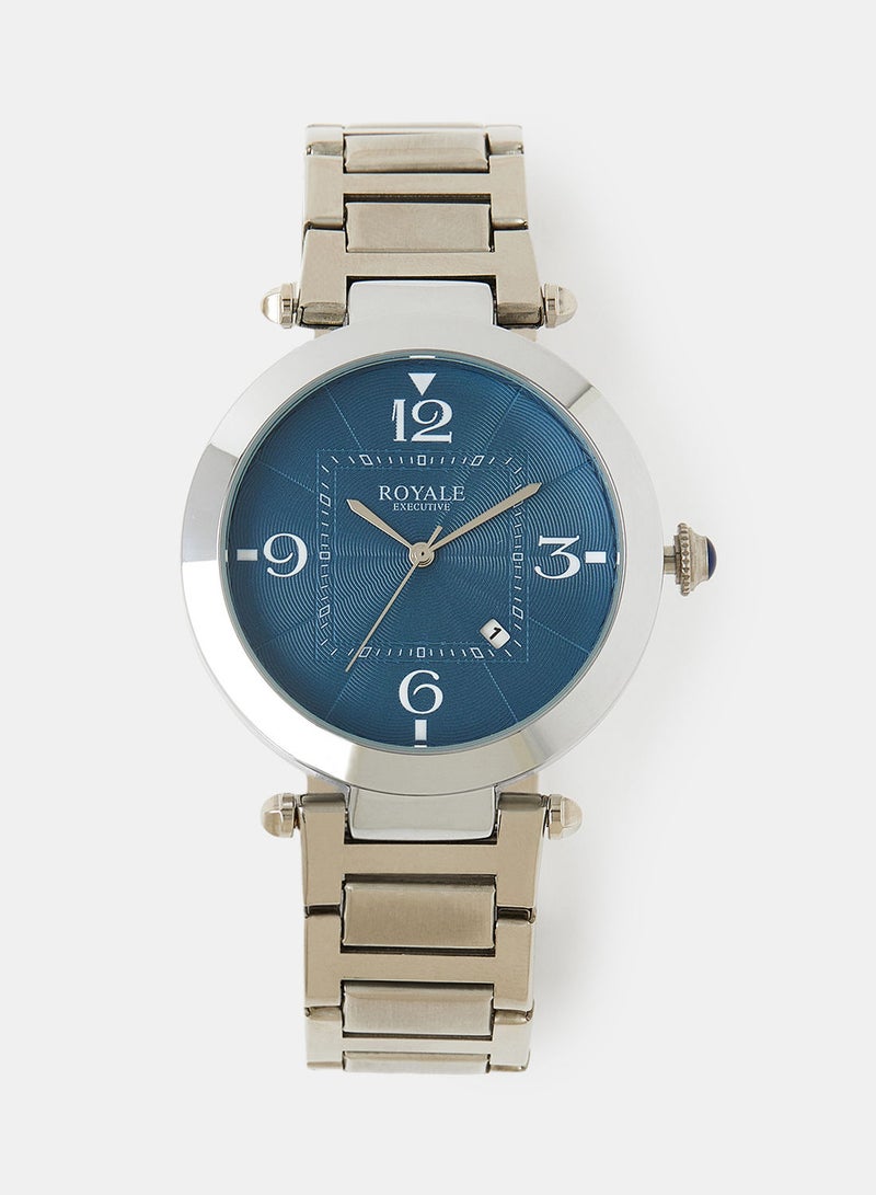 Royale Mega Round Shape Analog Wrist Watch RE104 H - 40mm - Silver - Image 1