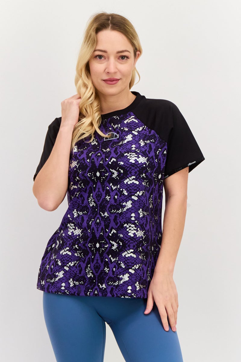 Ellesse Women Sportswear Fit Short Sleeves Running T-Shirt, Purple Combo - Image 1