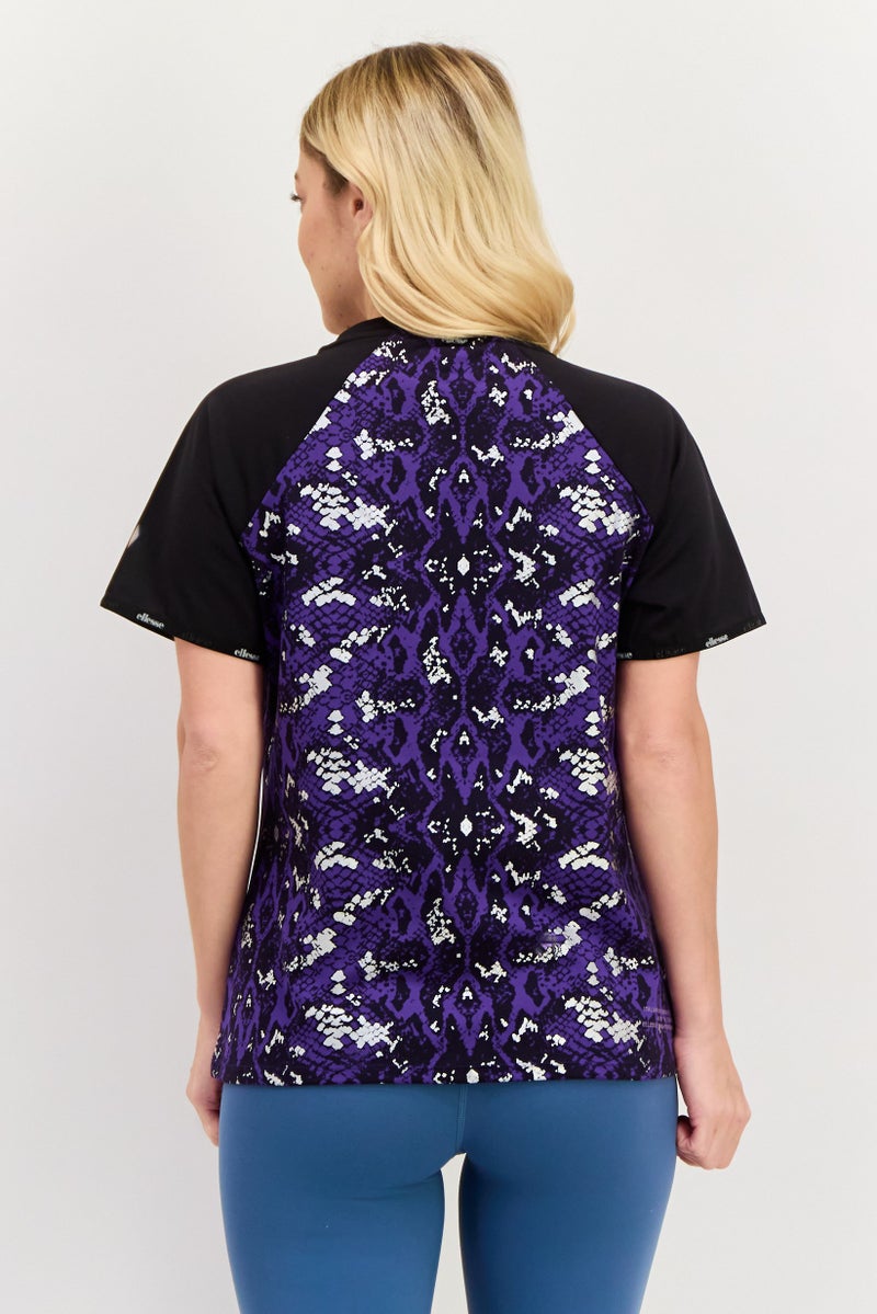 Ellesse Women Sportswear Fit Short Sleeves Running T-Shirt, Purple Combo - Image 3